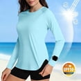 thumbnail image 1 of Nfurl Womens Rash Guard Long Sleeve Sun Shirts Workout Running Hiking Spf Shirts for Women Cooling Summer UV Protection Clothing Light Blue,M, 1 of 6