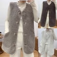 thumbnail image 1 of Nfurl Womens Sherpa Fleece Vest Warm Sleeveless Jackets Thermal Button Outerwear with Pockets Fall Winter Clothes Beige L, 1 of 7