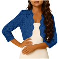 thumbnail image 1 of Nfurl Womens Shrugs Cardigans Trendy Lace Trim Long Sleeve Cropped Cardigans Elegant Open Front Shrugs Blue,M, 1 of 7