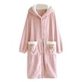 thumbnail image 1 of Nfurl Womens Snap Front Housecoats with Pockets Comfy Solid Color Long Sleeve Hooded Sleep Robe Soft Sleepwear Ladies Lounge Robes Pink L, 1 of 9