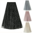 thumbnail image 1 of Nfurl Womens Sparkle Tulle Skirts Shiny Layered Concert Cocktail Midi Skirt Trendy Ruffle Evening Club Prom Party Glitter Sequin Skirts Gray Free Size, 1 of 8