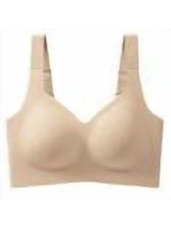 Womens Sports Bra with Padding Wireless Seamless Push up T-shirt Bra Medium Impact Supportive Workout Gym Yoga Bras Khaki,L