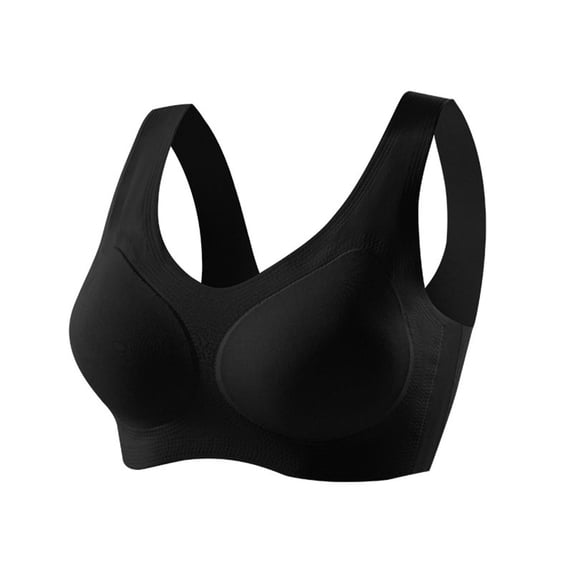Nfurl Womens Sports Bras High Support Wide Strap Seamless Wireless Molded Cup Sports Bra Comfy Workout Bras for Gym Yoga Black,XL
