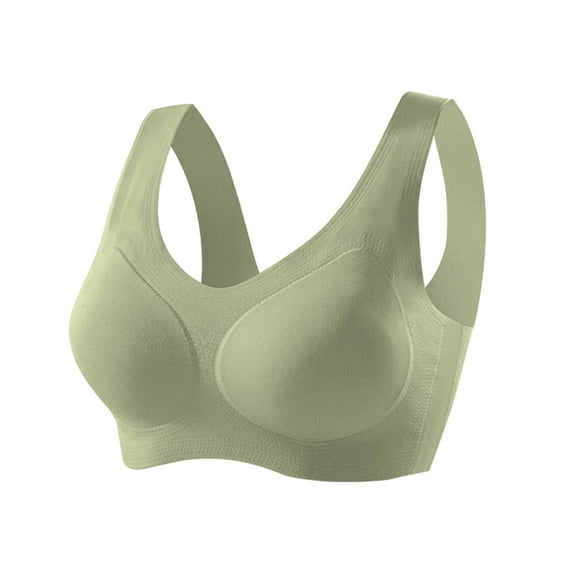 Nfurl Womens Sports Bras High Support Wide Strap Seamless Wireless Molded Cup Sports Bra Comfy Workout Bras for Gym Yoga Green,XL