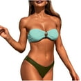 thumbnail image 1 of Nfurl Womens Strapless Bikini Sets Tube Tops Bandeau Bathing Suits Set 2 Piece Mid Rise Swim Bottoms Summer Vacation Beach Swimsuits Green,M, 1 of 5