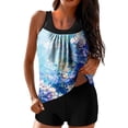thumbnail image 1 of Nfurl Womens Tankini Swimsuits Trendy Floral Print Tankini Tops Tummy Control Two Piece Bathing Suits Summer Ladies Swimsuit Blue,Size L, 1 of 5