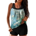 thumbnail image 1 of Nfurl Womens Tankini Swimsuits Trendy Floral Print Tankini Tops Tummy Control Two Piece Bathing Suits Summer Ladies Swimsuit Green,Size XXL, 1 of 5