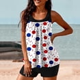 thumbnail image 1 of Nfurl Womens Tummy Control Bathing Suits 2 Piece Modest Swimsuits Trendy 4th of July Tankini Tops High Waist Tankini Bathing Suits with Shorts White,Size L, 1 of 5