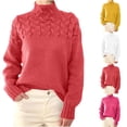 thumbnail image 1 of Nfurl Womens Turtleneck Sweaters Cozy Long Sleeve Cable Knit Sweater Casual Solid Color Pullover Sweaters 2025 Fall Jumper Tops White L, 1 of 8