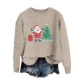 thumbnail image 1 of Nfurl Womens Ugly Christmas Sweaters Cute Xmas Tree Santa Claus Graphic Knit Pullover Sweater Long Sleeve Crewneck Christmas Clothes Beige L, 1 of 4