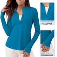 thumbnail image 1 of Nfurl Womens Workout Sun Shirts Quick Dry Long Sleeve Thumb Hole Rash Guard Shirt Breathable Running Tops Summer UV Protection Clothing Sky Blue,XL, 1 of 8