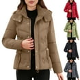 thumbnail image 1 of Nfurl Womens Zip up Petite Winter Coats with Hood Elegant Long Sleeve Solid Color Quilted Puffer Jackets Fitted Outerwear Down Jackets Coffee XL, 1 of 9