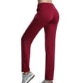 thumbnail image 1 of Nfurl Yoga Pants for Women with Pockets Fitting Straight Leg Drawstring High Waist Workout Yoga Pant Tummy Control Workout Legging Wine XL, 1 of 7