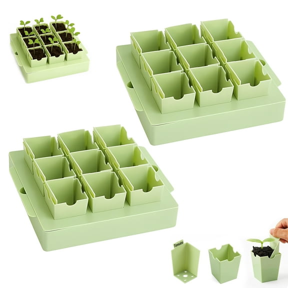 Ngardk 2 Pack Seed Starter Trays – Reusable Plant Germination Kit, 18 Cell 2.56" Deep