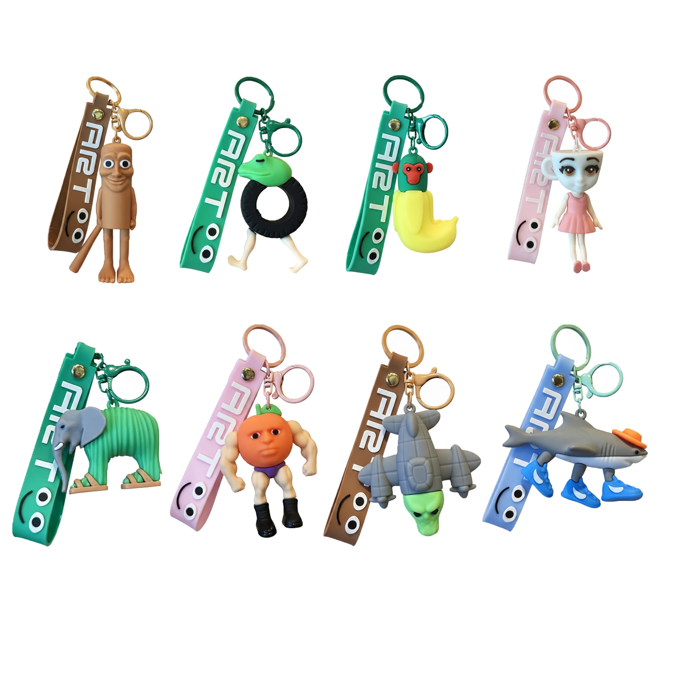 Ngardk 8pcs Italian Brainrot Keychain, Tung Tung Tung Sahur