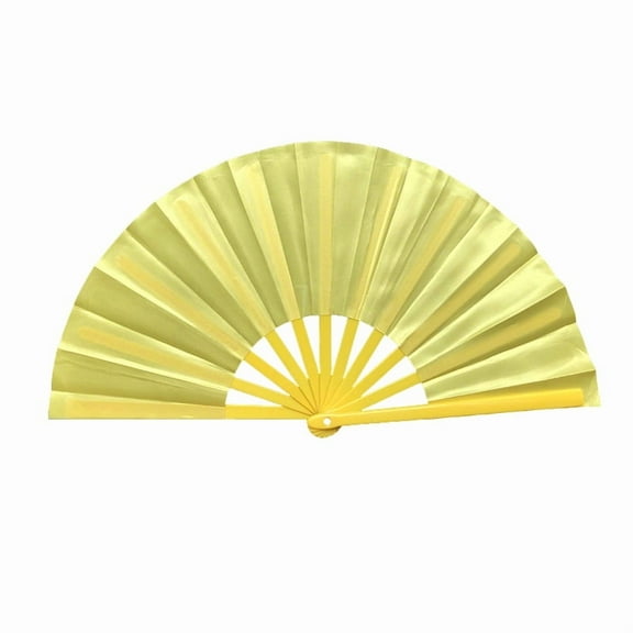 Ngardk Fans for Line Dancing, Folding Hand Popping Rave Yellow 1-Pack Large