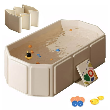 Ngardk Portable Foldable Bath Tub, Collapsible Shower Tub for Home and Travel (White)