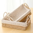 thumbnail image 1 of Ngardk Wicker Storage Baskets, Decorative Woven Baskets with Handles & Liners, Boho Paper Rope Serving Baskets, Pack of 2, Beige, 1 of 7