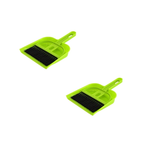 Ngheia 2 set of 2 Pcs Mini Hand Broom and Dustpan Set, Hand Cleaning Kit Small for Desk Car Pet, Mini Broom with Dustpan for Keyboard Table Sofa Animal Waste, Green