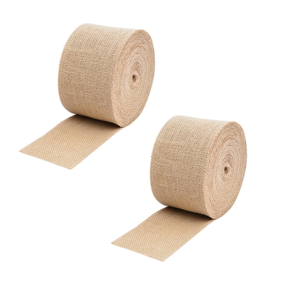 Ngheia 2pc Burlap Roll 58 Inch Long Fabric with Finished Edges for Table Runner Placemat, Rustic Linen Ribbon for Wedding Crafts Decorating, No Fraying