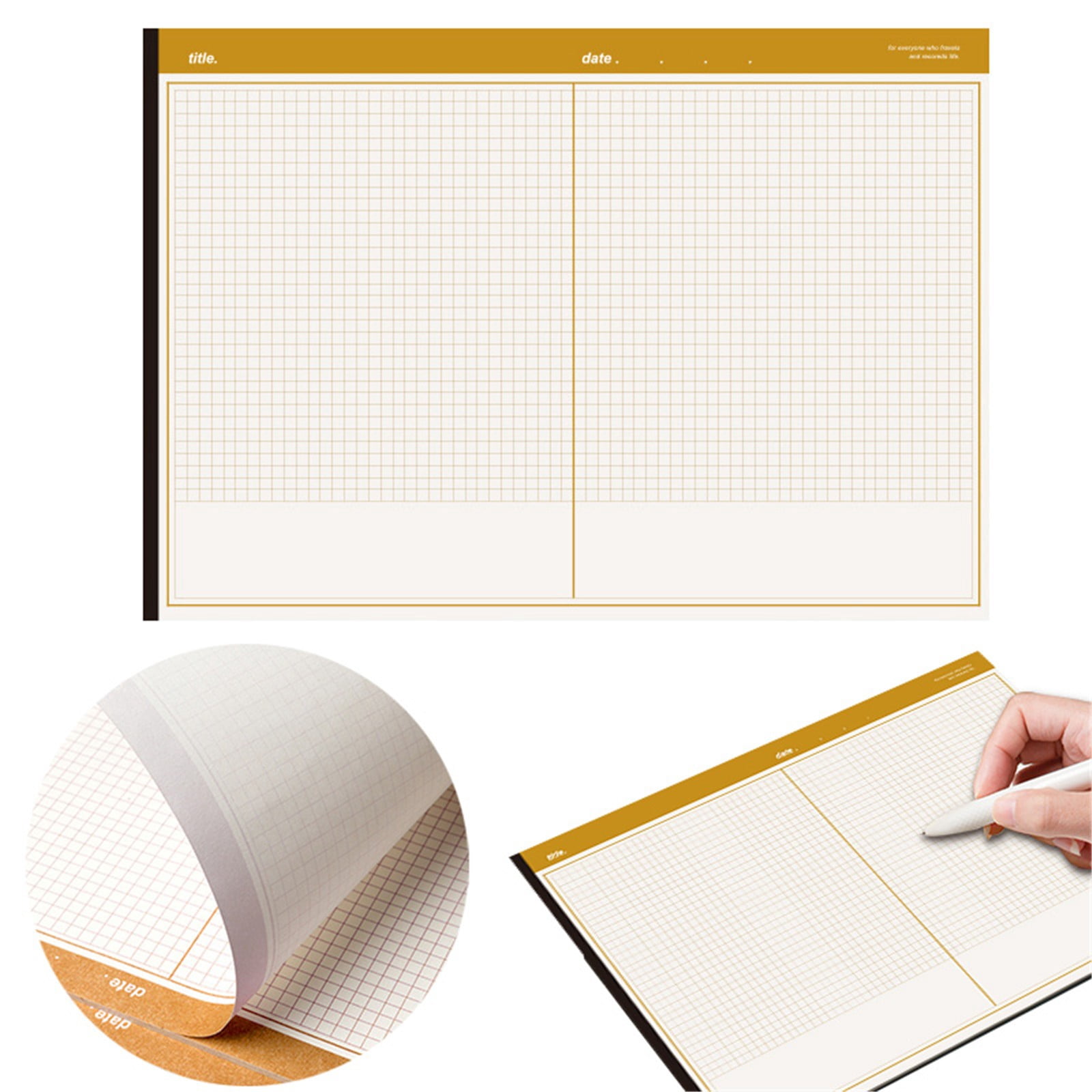 Ngheia 3 Pack B5 Tearable Notepad Yellow, Horizontal Format 20 Sheets 40 Pages Detachable Noteb00k for Journaling