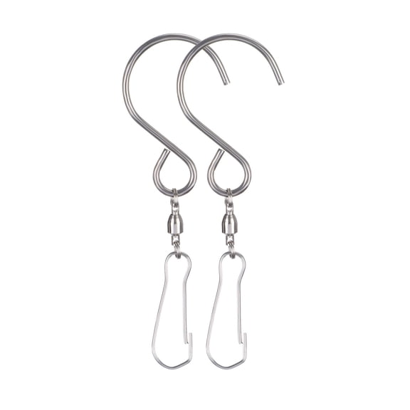 Ngheia 360 Degree Rotating Hook - 2 Pieces, Metal Wind Turn Hook Wind Chime Hook Stainless Steel Free Rotation Bearing Small Hook, 2X Hooks