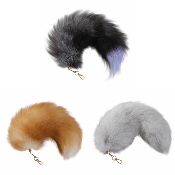 Ngheia 3pcs Fluffy Fox Tail Keychain, Therian Fox Tail Keychain, Tail Keychain Tail Keychain Furry Tail Tassels Pendant for Womens Plush Accessories Toys Keyrings Accessories(Random)