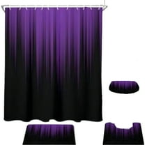 Ngheia 4-Piece Ombre Modern Shower Curtain and Bathroom Rug Set Purple C, Modern Gradient Style 4 Piece Curtain and Bathroom Rug Shower Set Create an Elegant Bathroom
