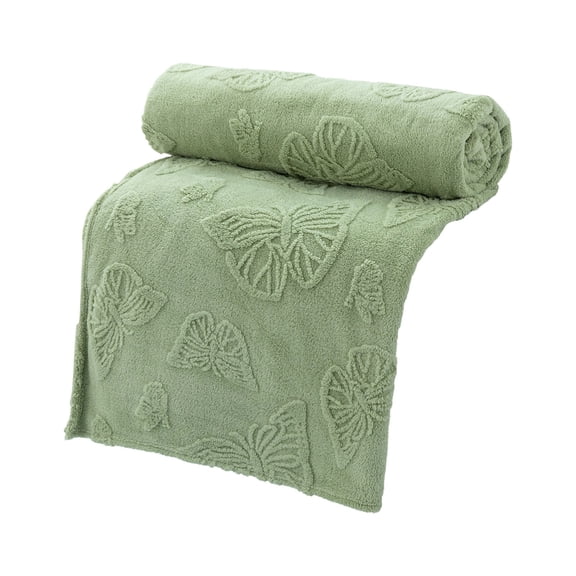 Ngheia Up to 65% Off! Matcha Green Butterfly Jacquard Coral Fleece Blanket 180X200 Cm, Soft Warm Throw for Couch Sofa Bed, Gift for Lover Mom Father Friends, Lightweight Fuzzy