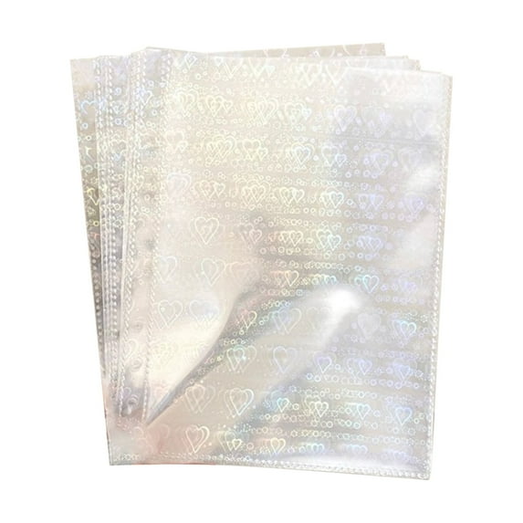 Ngheia A5 Laser Star Card Album, Sleeves for 6 Ring A5 Photocard Sleeves Double 4 Pocket Photo Pages Top Loading Photo Sheet Protector