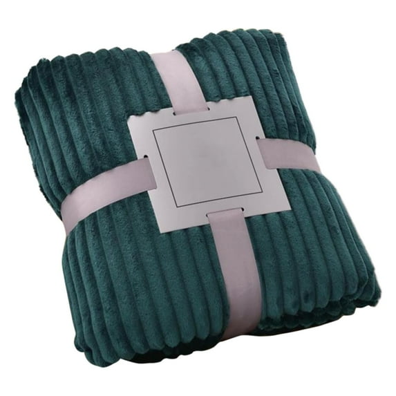 Ngheia Blanket 100*150 Green, Plush Throw Blanket Solid Color Oversized Fleece Blanket with Vertical Stripes Cozy and Soft for All Seasons Perfect for Couch Bed or Picnics, 1*Blanket