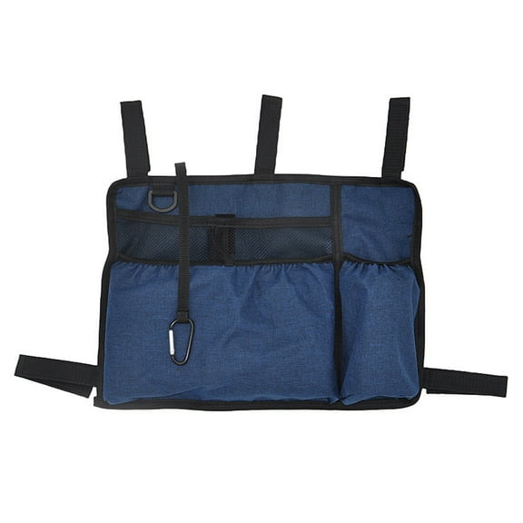 Ngheia Blue Hanging Storage Bag for Walker - Multi Pocket Wheelchair Organizer, Electronic Device Holder, Water Bottle Pouch, Travel