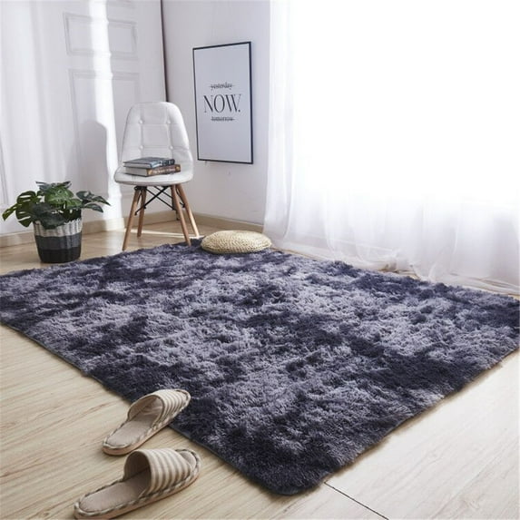 Ngheia Claerance! Tie-Dye Gradient Shaggy Carpet - 50X200Cm Ultra Soft Floor Mat for Living Room & Bedroom, Washable Long Hair Design in Dark Gray, Modern Decor