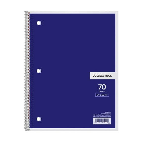 Ngheia Coil Notebook Dark Blue, Notebooks 1 Subject for Schol College Ruled Paper 70 Sheets 8 X 10.5 Inches 1 Pack Black White Blue Red Yellow Green Dark Blue, Coil Notebook
