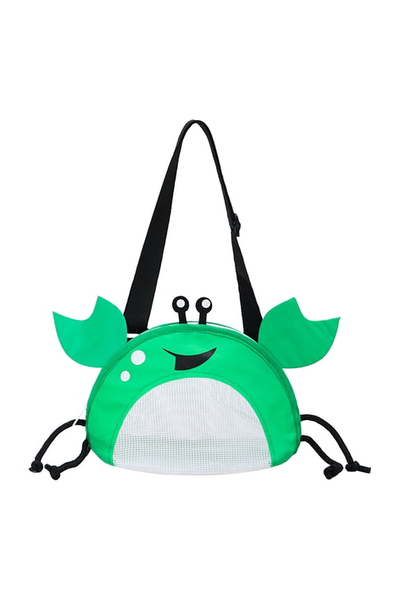 Crab Shell Bag Green, Bag, Crab Shaped Mesh Beach Bag with Adjustable Strap Collecting Bag for Kids Holding Pool Toy