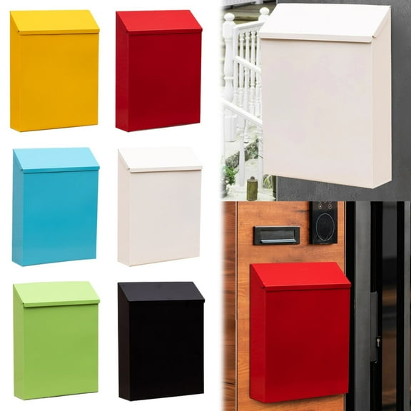 Ngheia Creative Iron Suggestion Box (Public) White A, Wall Mounted Mailbox Drop Box with Lock Metal Postbox Wall Hanging Mail Box Newspaper Holder Box for Gate Outside House Decor White