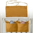 thumbnail image 1 of Ngheia Ginger Yellow Double-Layer Cotton Bedside Storage Bag - Hanging Organizer for Baby Clothing, Toys, 5 Pockets, Nursery Caddy, 1 of 9