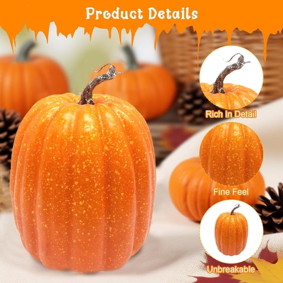 Ngheia Large Artificial Pumpkins, Plastic Artificial Pumpkin 8.66 Inch, Large Paintable Pumpkin for Fall Halloween Thanksgiving Decor, DIY Craft Centerpiece for Tabletop and Entryway Display