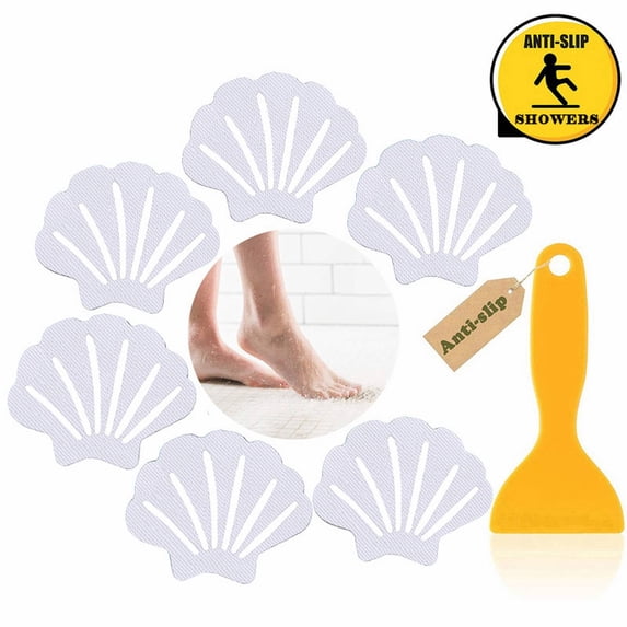 Ngheia Non Slip Bathtub Stickers Sea Shape Shower Stickers for Beach Bathroom Decorations Green, Rubber Shell Bathroom Anti-Slip Sticker Transparent
