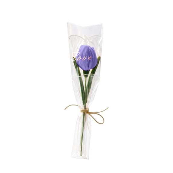 Ngheia Piper Stick Purple Tulip Bouquet, Single Artificial Flower with Bag for Decoration