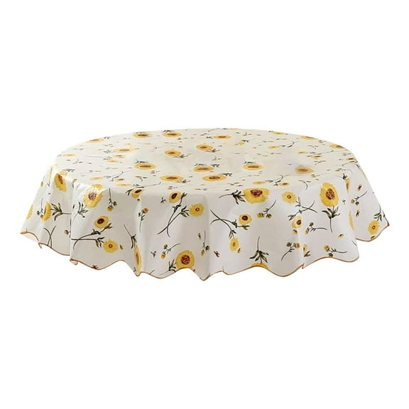 Ngheia Round Table Cloth Disposable Table Cloth, Round Table Cloth Tablecloth Wipeable Table Cover for Kitchen and Dining Room (Sunflower 60, Tablecloth*
