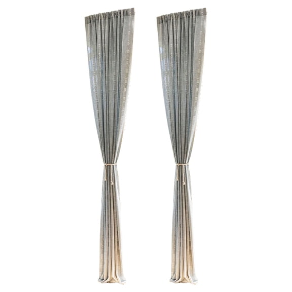 Ngheia Solid Color Striped Embroidered Curtains Semi-Blackout, 1 Pair of Solid Color Striped Embroidered Curtains with Semi-Blackout