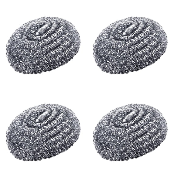 Ngheia Steel Wool Scrubber, 4pc Stainless Steel Scrubbers, Scouring Pads for Cleaning Tough Baked-On Messes, Metal Scrubbers for Cleaning Dishes