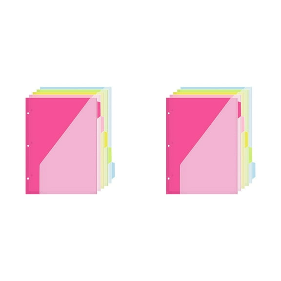 Ngheia Under 10 $, Set of 5 Double Pocket Transparent Insert Folders 3-Hole for Document Organization Divider Pages Schol Binder Storage Helper