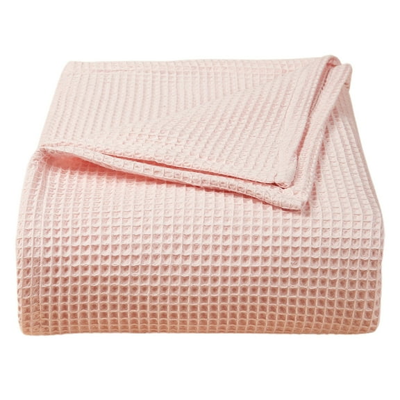 Ngheia Waffle Towel Quilt Cotton Blanket Pink, Weave Cotton Large Bed Throw Sofa Cover Travel Blanket Coziness to Your Bedroom Premises