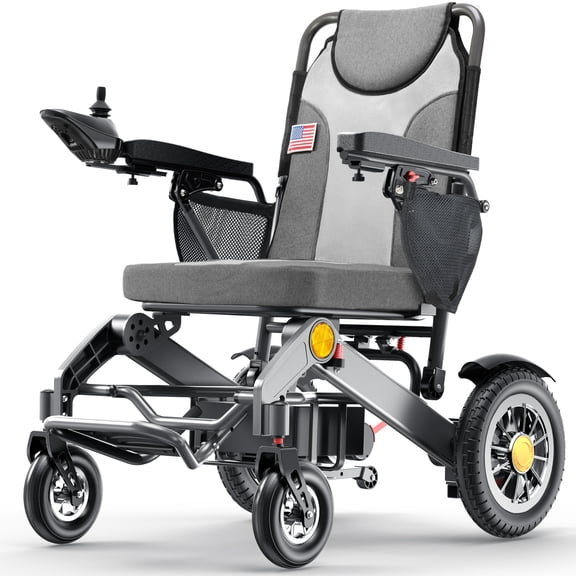 Nguyen Quach Heavy Duty Electric Wheelchairs for Adults - Foldable Electric Wheelchair with 20-inch Wide Seat, Range of 25 miles, Supports 400 lbs, Suitable for Home, Park, Travel, Gray