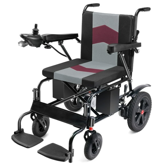 Nguyen Quach foldable electric wheelchair for adults, all-terrain compact wheelchair, safer enlarged obstacle-crossing wheels and carbon steel frame, red