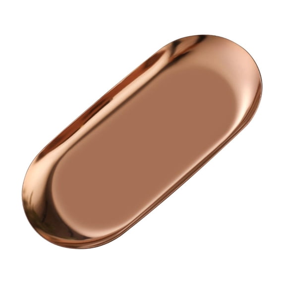 Ngxiha 1Pc Stainless Steel Decorative Tray, Jewelry Dish Cosmetics Organizer Oval Stainless Small Serving Trays, 18*8.5cm