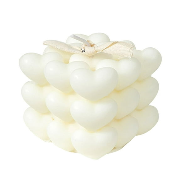 Ngxiha Heart Shape Bubble Candle, Valentines Day Easter Love Bubble Candle, Cube Shape Gift for Her, Bathroom Home Dinner Aesthetic Decor Present for Your Love