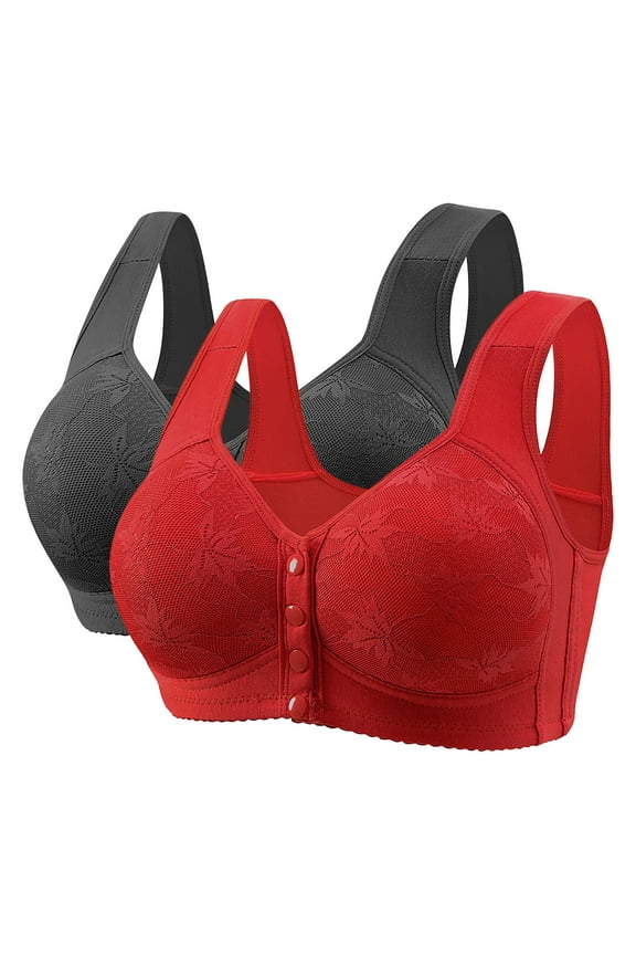 2025 Daisy Bras for Older Women Front Closure Bra Full Coverage Comfortable Bras No Underwire Plus Size Bra Black 50